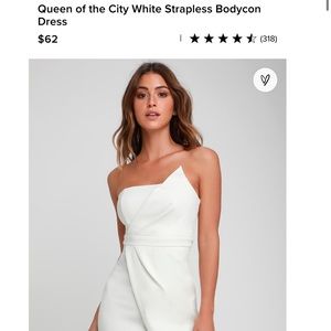 Lulu’s white body con strapless dress - great for brides!